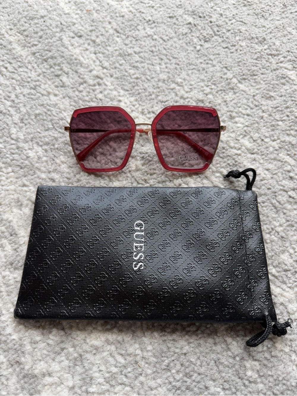 Guess Women’s Sunglasses GF0418/S 69T 58-20-15’3 Gold Rectangular Frame